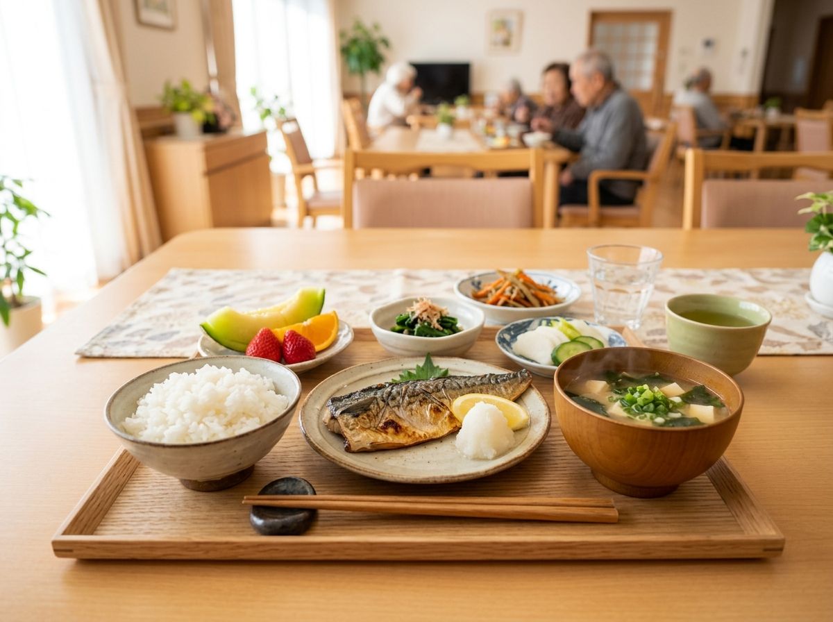 食堂で提供される手作りの食事（AI生成画像）
